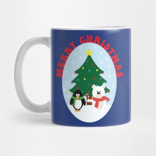 Merry Christmas Cute Penguin and Bear Mug